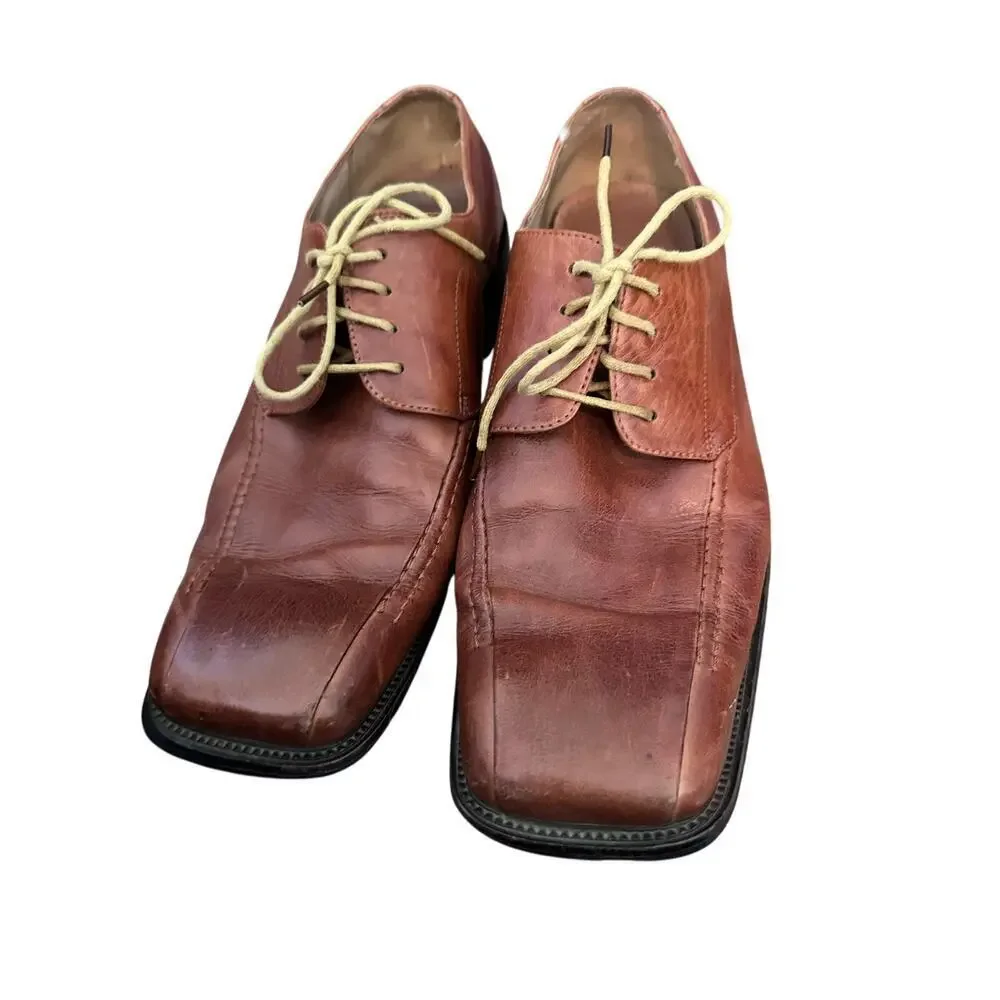 Stacy Adams Men's Brown Leather Bicycle Square Toe Oxford Shoes Size 10.5